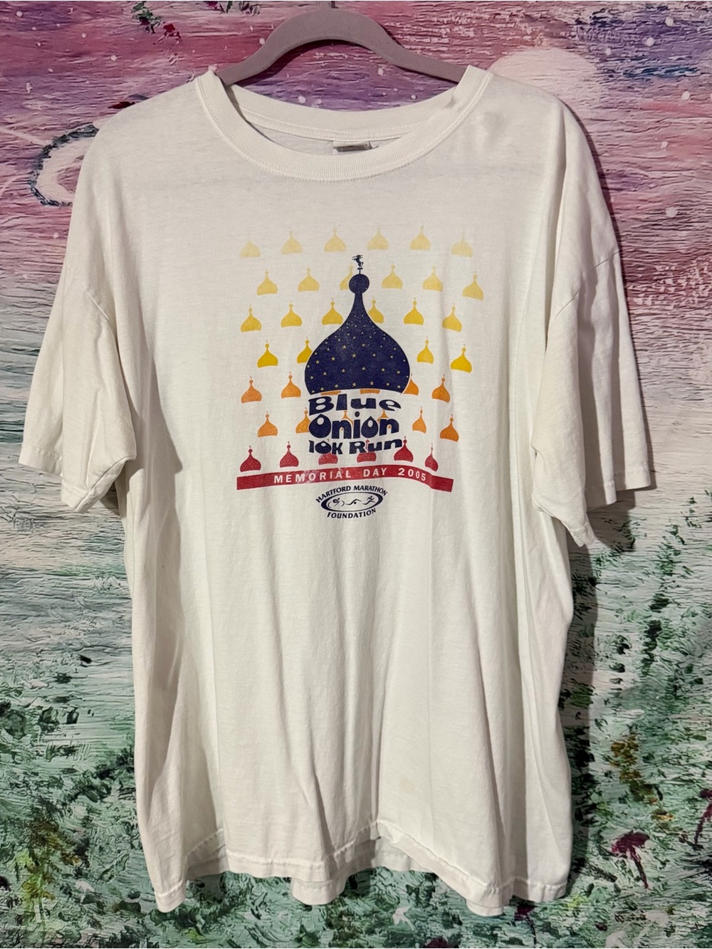 Blue Onion White Graphic T-Shirt - Memorial Day 2005